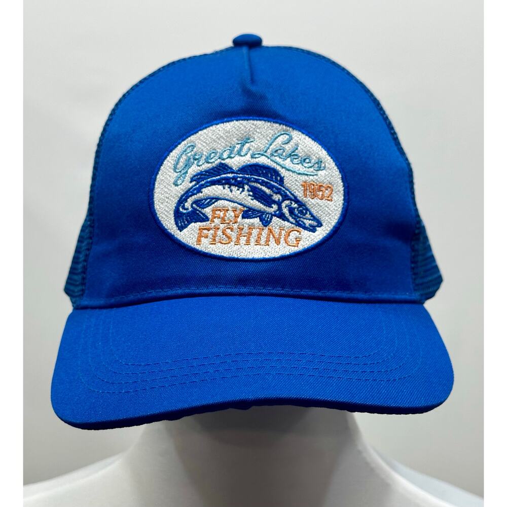 NWT Sun & Sky Great Lakes Fly Fishing Blue Trucker Hat Adjustable Mesh Snapback - Picture 2 of 7